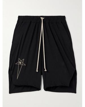 Rick Owens Champion Beveled Pod Straight-Leg Cotton-Jersey Drawstring Shorts - Black