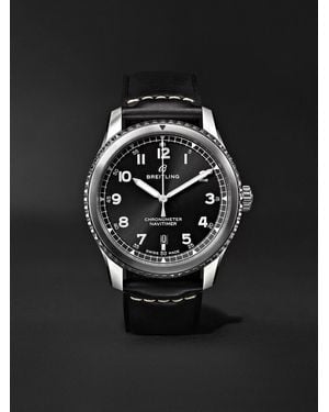 Breitling Navitimer 8 Automatic 41 mm Uhr aus Edelstahl mit Lederarmband - Schwarz