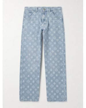 CASABLANCA Jeans A Gamba Dritta Con Logo Ricamato - Blu