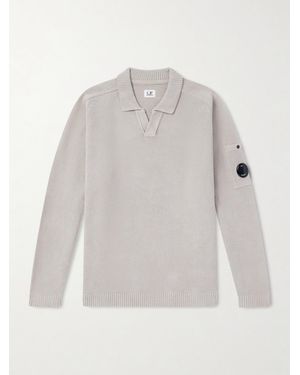 C.P. Company Cotton-Chenille Polo Jumper - White