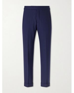 Polo Ralph Lauren Straight-Leg Pinstriped Wool-Blend Suit Trousers - Blue