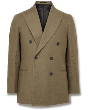 J. Mueser Waverly Double-breasted Linen Suit Jacket - Green