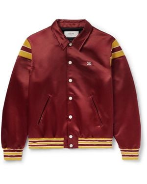 Celine Teddy Logo-Embroidered Satin Varsity Jacket