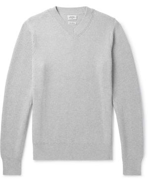 Hartford Ribbed Cotton And Cashmere-Blend Sweater - Gray