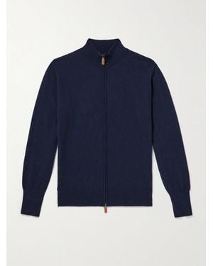 William Lockie Oxton Cashmere Zip-Up Cardigan - Blue