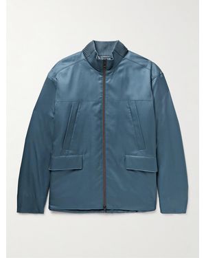 Loro Piana Padded Silk-Twill Bomber Jacket - Blue