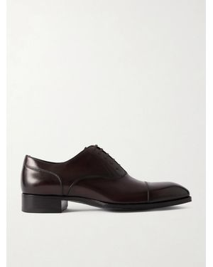 Tom Ford Elkan Burnished-Leather Oxford Shoes - Brown