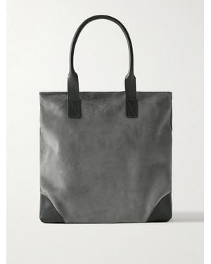 Bennett Winch Leather-Trimmed Suede Tote Bag - Black