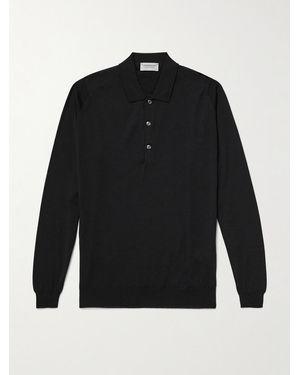 John Smedley Belper Slim-Fit Merino Wool Polo Shirt - Black