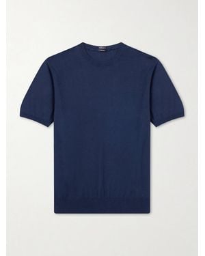 Kiton Knitted Cotton T-Shirt - Blue