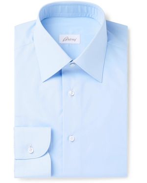 Brioni Light- Cotton-Poplin Shirt - Blue