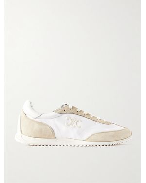 Celine Racer Logo-embroidered Suede - Natural