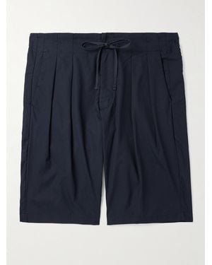 Monitaly Gerade geschnittene Shorts aus Baumwolle mit Falten - Blau