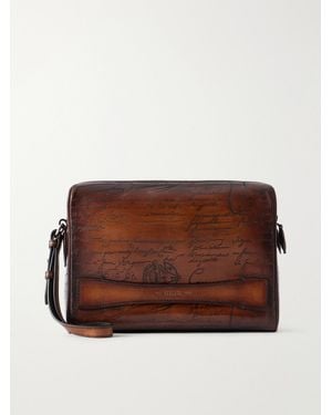 Berluti Rosewood Scritto Venezia Leather Pouch - Braun