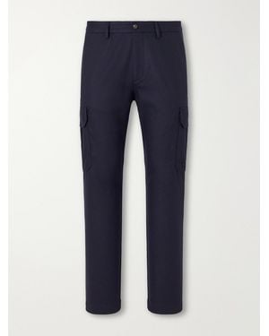 MR P. Straight-Leg Wool-Flannel Cargo Trousers - Blue