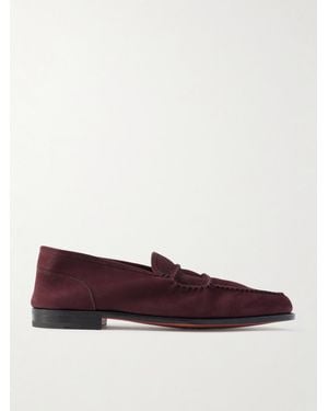 John Lobb Bath Nubuck Loafers - Red