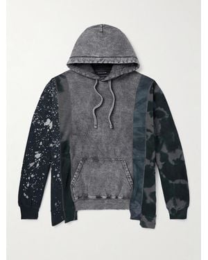 Needles 5 Cuts Panelled Printed Cotton-Blend Jersey Hoodie - Grey