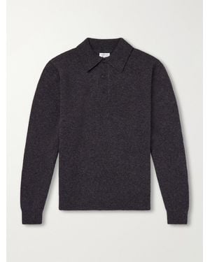 Sunspel Wool Polo Shirt - Blue