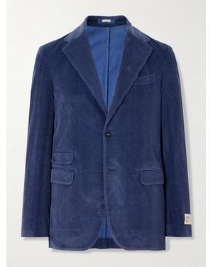 Massimo Alba Catch2 Prince Of Wales Checked Cotton-Blend Corduroy Blazer - Blue