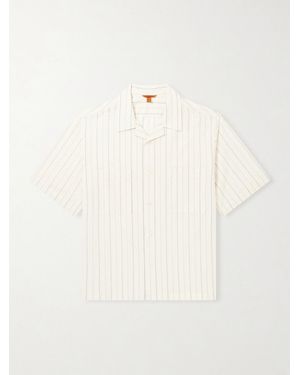 Barena Cuban-collar Garment-dyed Striped Cotton-poplin Shirt - Natural
