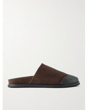 MR P. Rubber-Trimmed Suede Slides - Brown