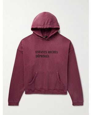 Enfants Riches Deprimes Thrashed Distressed Logo-print Cotton-jersey Hoodie - Red