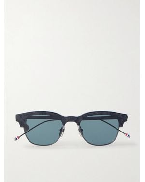 Thom Browne D-Frame Tortoiseshell Acetate and Gold-Plated Titanium Sunglasses - Blau