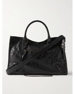 Balenciaga Le City Medium Arena Textured-Leather Tote Bag - Black