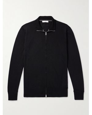 MR P. Richard Merino Wool Zip-Up Cardigan - Blue