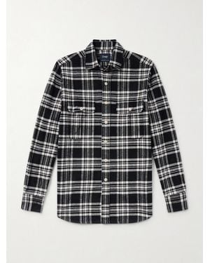 Drake's Checked Cotton-Flannel Shirt - Black