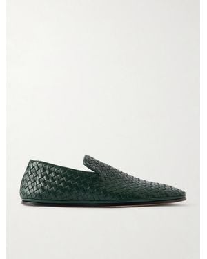 Bottega Veneta Palazzo Intrecciato Leather Loafers - Green