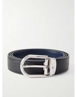 Montblanc 3Cm Horseshoe Reversible Leather Belt - Blue
