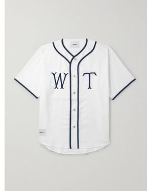 WTAPS League Appliquéd Cotton-Flannel Shirt - White