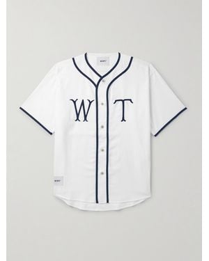 WTAPS League Appliquéd Cotton-Flannel Shirt - White