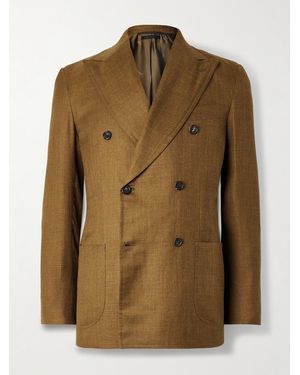 Brioni Amalfi Slim-fit Double-breasted Silk - Green