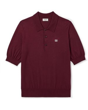 Celine Triomphe Slim-Fit Cropped Logo-Embroidered Cotton Polo Shirt