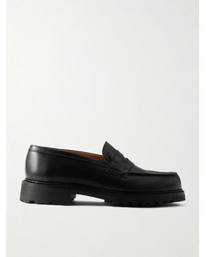 J.M. Weston 180 Moccasin Leather Penny Loafers - Black