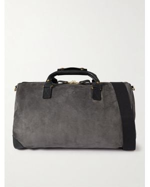 Bennett Winch Commuter Leather-Trimmed Suede Holdall - Black