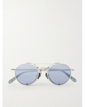 Garrett Leight Ocampo Round-Frame Metal Sunglasses - Blue