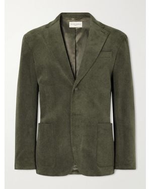 Officine Generale Michel Cotton-Blend Corduroy Suit Jacket - Green
