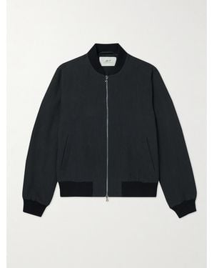 MR P. Textured Cotton And Linen-Blend Bomber Jacket - Blue