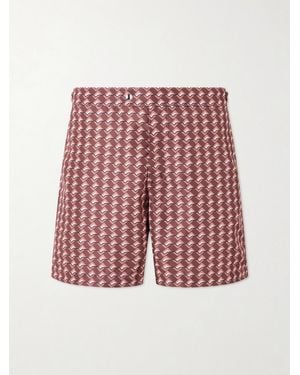 MR P. Wiggle Geo Straight-Leg Mid-Length Printed Swim Shorts - Red