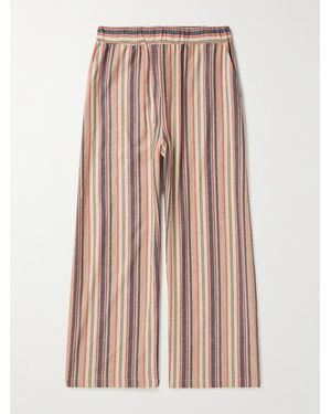 The Elder Statesman Striped Cashmere-Blend Flannel Trousers - Pink
