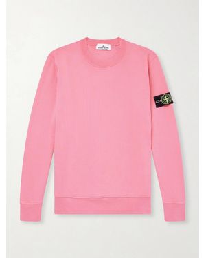 Stone Island Garment-Dyed Cotton-Fleece Sweatshirt - Pink
