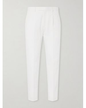 ZEGNA Pleated Cotton And Linen-Blend Trousers - White