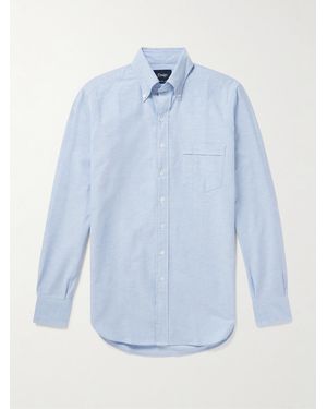 Drake's Button-Down Collar Cotton Oxford Shirt - Blue