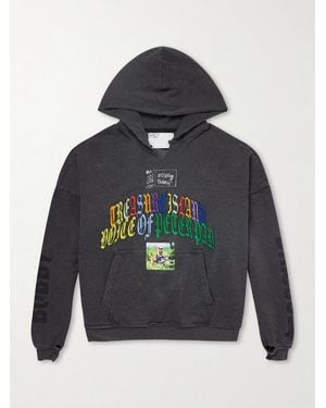 Paly Hollywood Bobby Driscoll Embroidered Printed Cotton-blend Jersey Hoodie - Blue