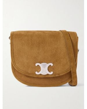 Celine Triomphe Medium Suede Messenger Bag - Neutro
