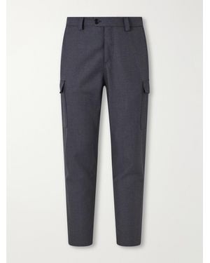 Brunello Cucinelli Tapered Virgin Wool-Twill Cargo Trousers - Blue