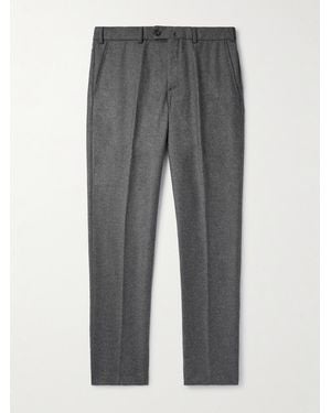 Loro Piana Carlo Straight-Leg Wool And Cashmere-Blend Flannel Trousers - Grey